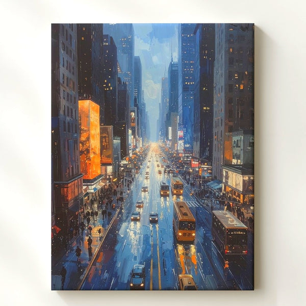 Neon Rain Rush Canvas – Vibrant Cyberpunk City Street at Night - Gifitto