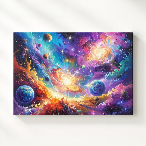 Galactic Genesis Canvas – Abstract Cosmic Explosion of Color and Energy - Gifitto