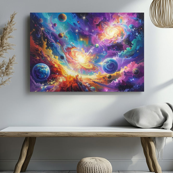 Galactic Genesis Canvas – Abstract Cosmic Explosion of Color and Energy - Gifitto