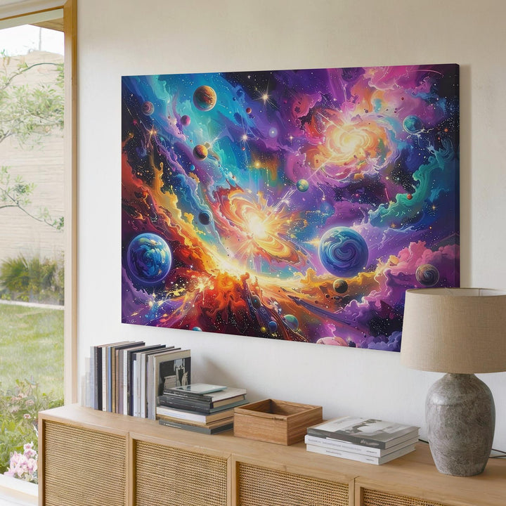 Galactic Genesis Canvas – Abstract Cosmic Explosion of Color and Energy - Gifitto