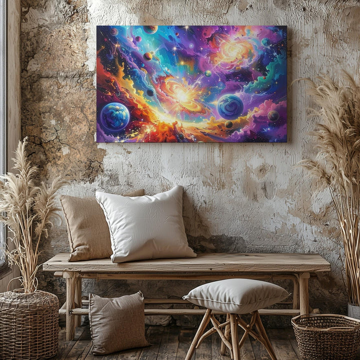 Galactic Genesis Canvas – Abstract Cosmic Explosion of Color and Energy - Gifitto