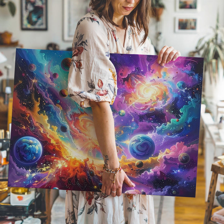 Galactic Genesis Canvas – Abstract Cosmic Explosion of Color and Energy - Gifitto