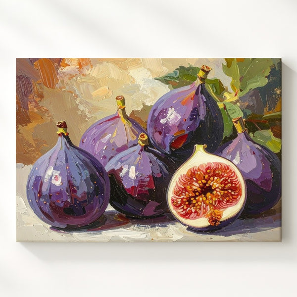 Lush Purple Figs Canvas – Expressive Still Life with Ripe Fruit Detail - Gifitto