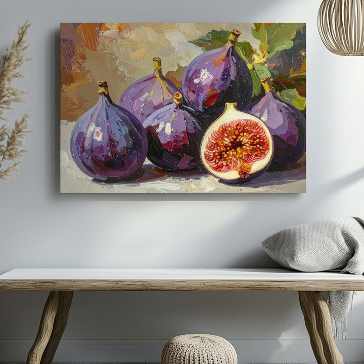 Lush Purple Figs Canvas – Expressive Still Life with Ripe Fruit Detail - Gifitto