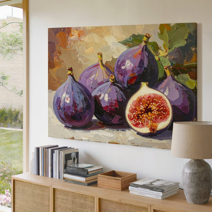 Lush Purple Figs Canvas – Expressive Still Life with Ripe Fruit Detail - Gifitto