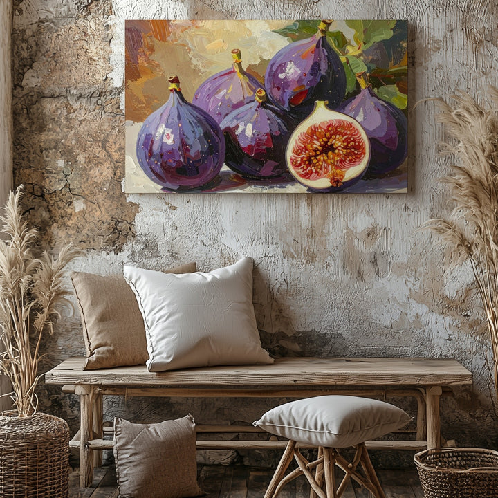 Lush Purple Figs Canvas – Expressive Still Life with Ripe Fruit Detail - Gifitto