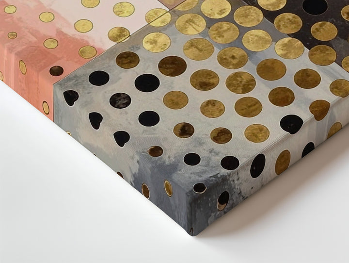 Retro-Futuristic Collage Canvas – Abstract Art with Salmon, Gold, and Textured Layers - Gifitto