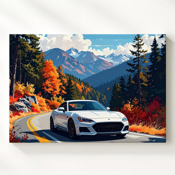 Autumn Mountain Road Porsche Canvas – Scenic Drive Through Fall Foliage - Gifitto