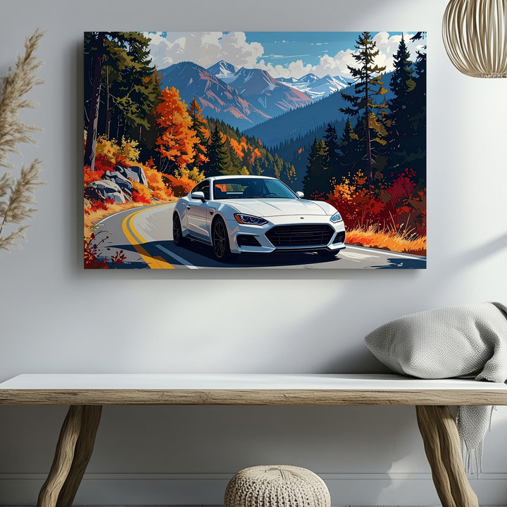 Autumn Mountain Road Porsche Canvas – Scenic Drive Through Fall Foliage - Gifitto