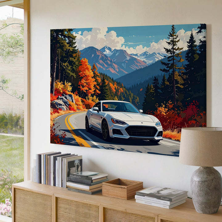Autumn Mountain Road Porsche Canvas – Scenic Drive Through Fall Foliage - Gifitto