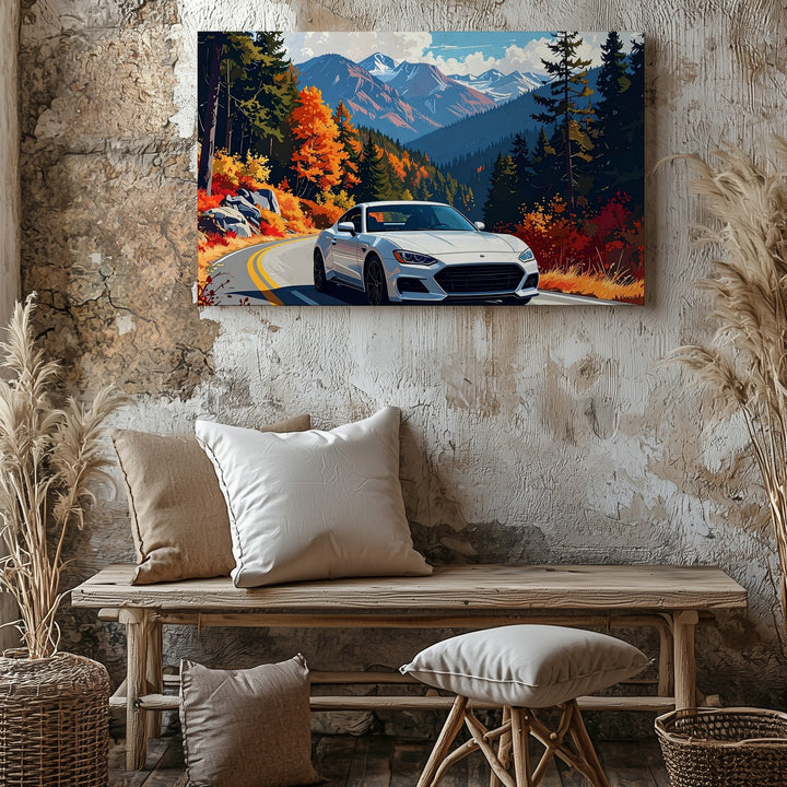 Autumn Mountain Road Porsche Canvas – Scenic Drive Through Fall Foliage - Gifitto