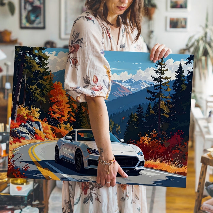 Autumn Mountain Road Porsche Canvas – Scenic Drive Through Fall Foliage - Gifitto