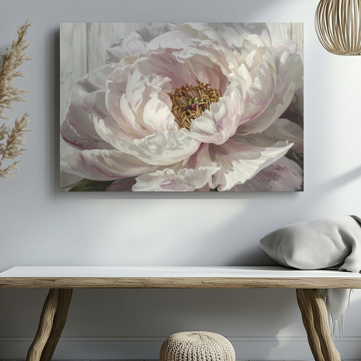 Dusty Pink Peony Close-Up Canvas – Dreamy Floral Wall Art - Gifitto