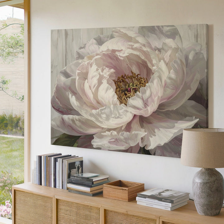 Dusty Pink Peony Close-Up Canvas – Dreamy Floral Wall Art - Gifitto