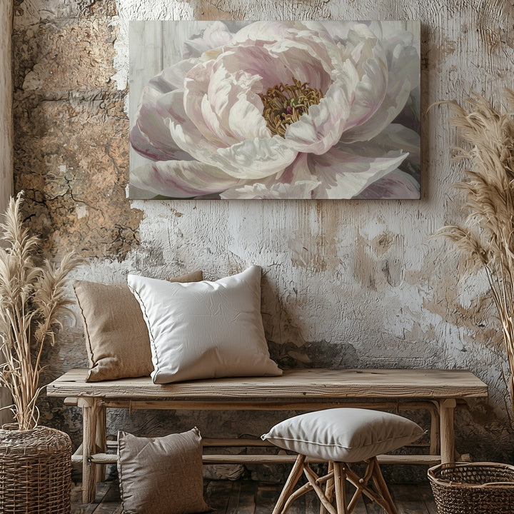 Dusty Pink Peony Close-Up Canvas – Dreamy Floral Wall Art - Gifitto