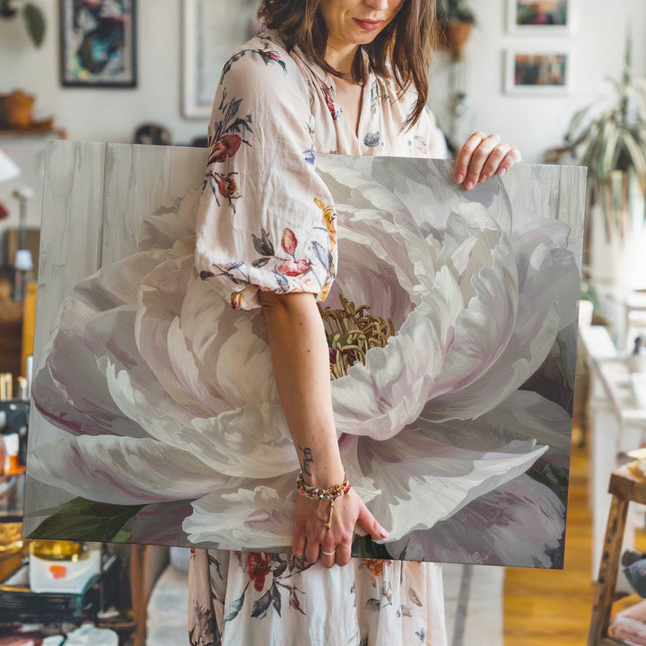 Dusty Pink Peony Close-Up Canvas – Dreamy Floral Wall Art - Gifitto