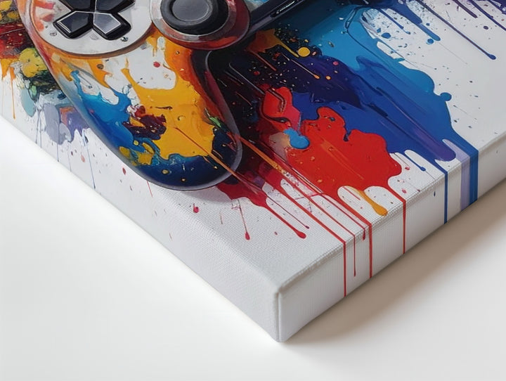 Paintstorm Gamer Canvas – Color Splash Video Game Controller Art - Gifitto