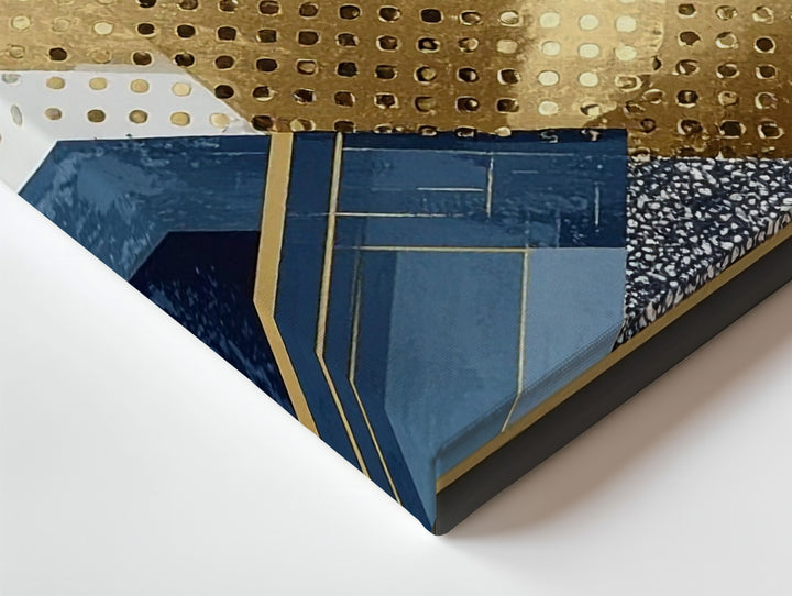 Architectural Geometric Canvas – Bold Linear Abstract Art with Blue, Gold, and Black - Gifitto