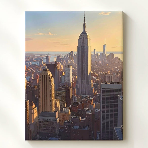 Golden Hour NYC Skyline Canvas – Detailed Empire State Building at Sunset - Gifitto