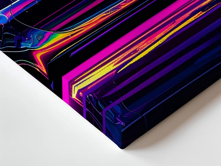 Neon Blacklight Sports Car Canvas – Futuristic Rainbow Glow Automotive Art - Gifitto