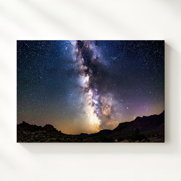 Vertical Milky Way Canvas – Starry Night Sky Over Desert Silhouette - Gifitto