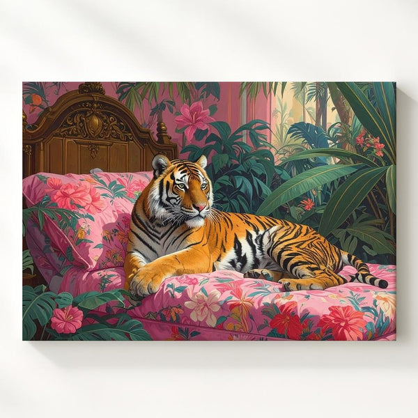 Regal Tiger Bedroom Canvas – Exotic Jungle-Inspired Luxury Wall Art - Gifitto
