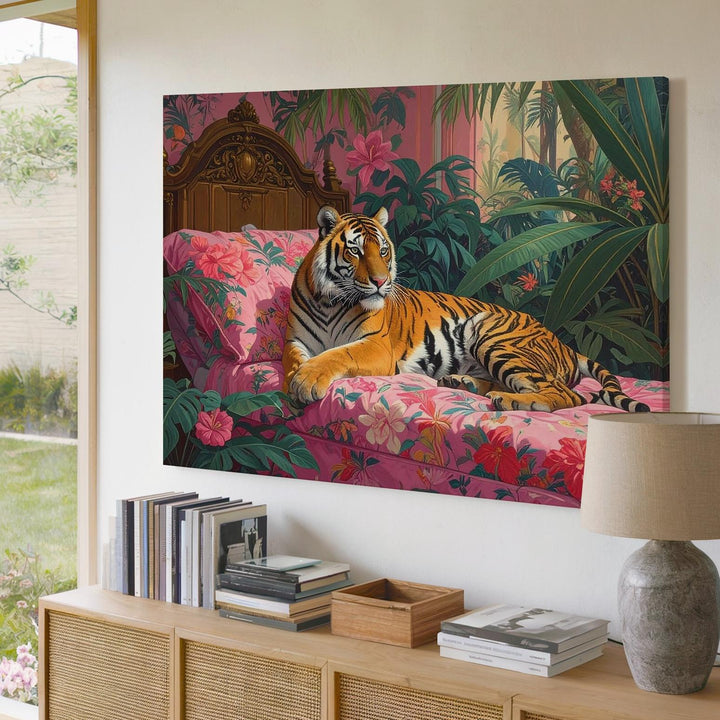 Regal Tiger Bedroom Canvas – Exotic Jungle-Inspired Luxury Wall Art - Gifitto