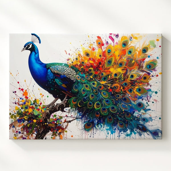 Exploding Peacock Canvas – Vibrant Abstract Feather Burst Wall Art - Gifitto