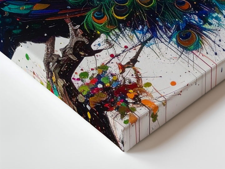 Exploding Peacock Canvas – Vibrant Abstract Feather Burst Wall Art - Gifitto