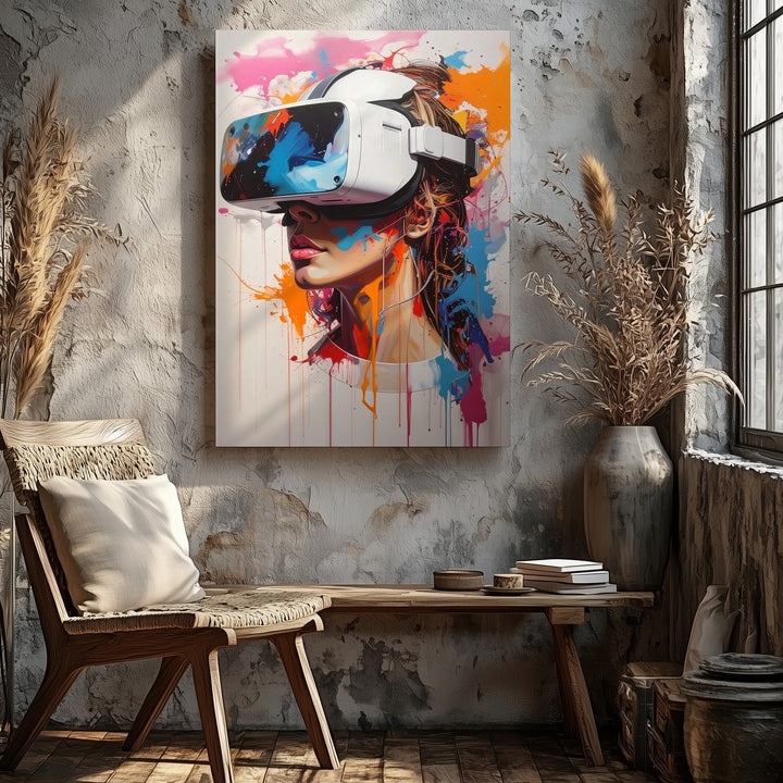 Virtual Reality Splash Canvas – Colorful VR Headset Graffiti Art - Gifitto