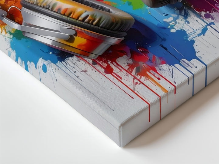 Rainbow Sound Canvas – Color Splash Headphones Wall Art - Gifitto