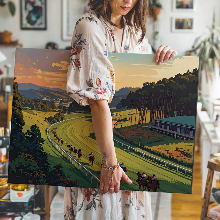 Exciting Horse Race Canvas – Dynamic Jockeys on Lush Racetrack - Gifitto