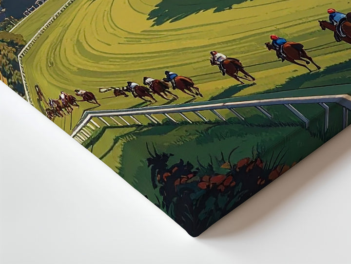 Exciting Horse Race Canvas – Dynamic Jockeys on Lush Racetrack - Gifitto