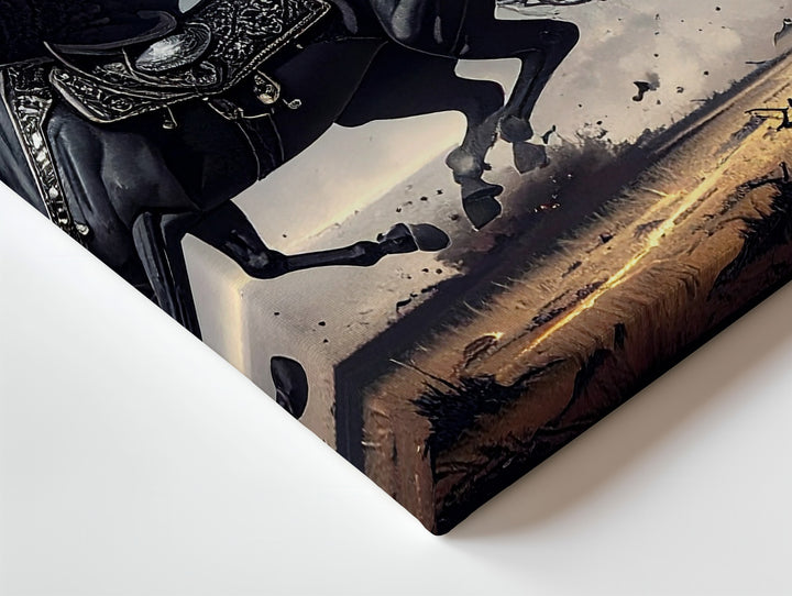 Epic Armored Horses Canvas – Dark Fantasy Battle with Feathered Wings - Gifitto