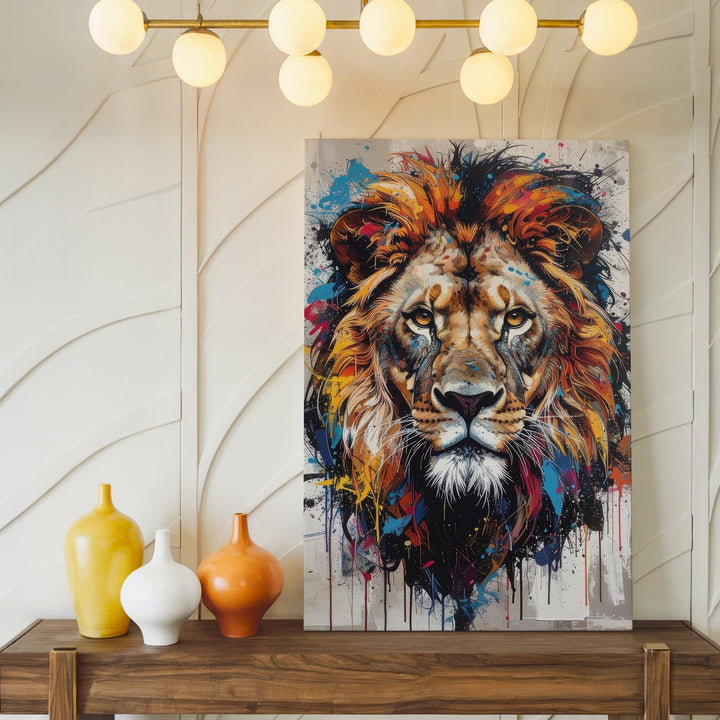Roar of Color Canvas – Abstract Graffiti Lion Portrait - Gifitto