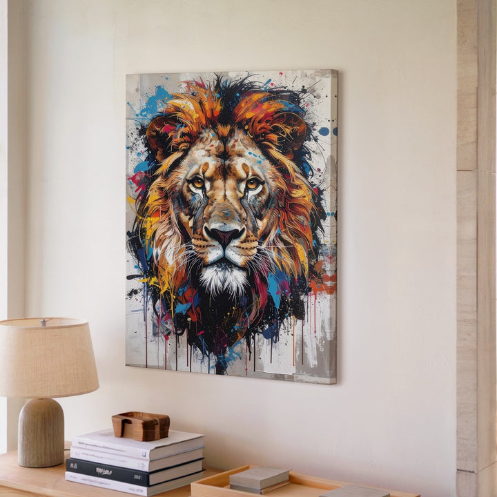 Roar of Color Canvas – Abstract Graffiti Lion Portrait - Gifitto