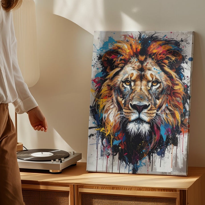 Roar of Color Canvas – Abstract Graffiti Lion Portrait - Gifitto