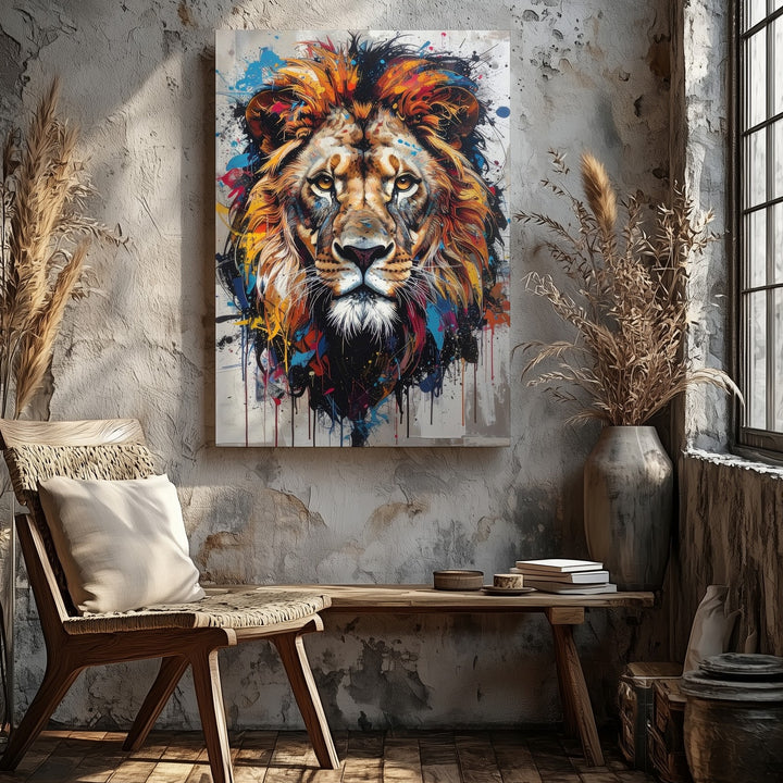 Roar of Color Canvas – Abstract Graffiti Lion Portrait - Gifitto