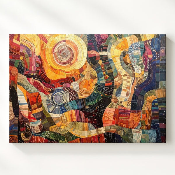 Vibrant Abstract Tapestry Canvas – Colorful Patterned Textile Wall Art - Gifitto