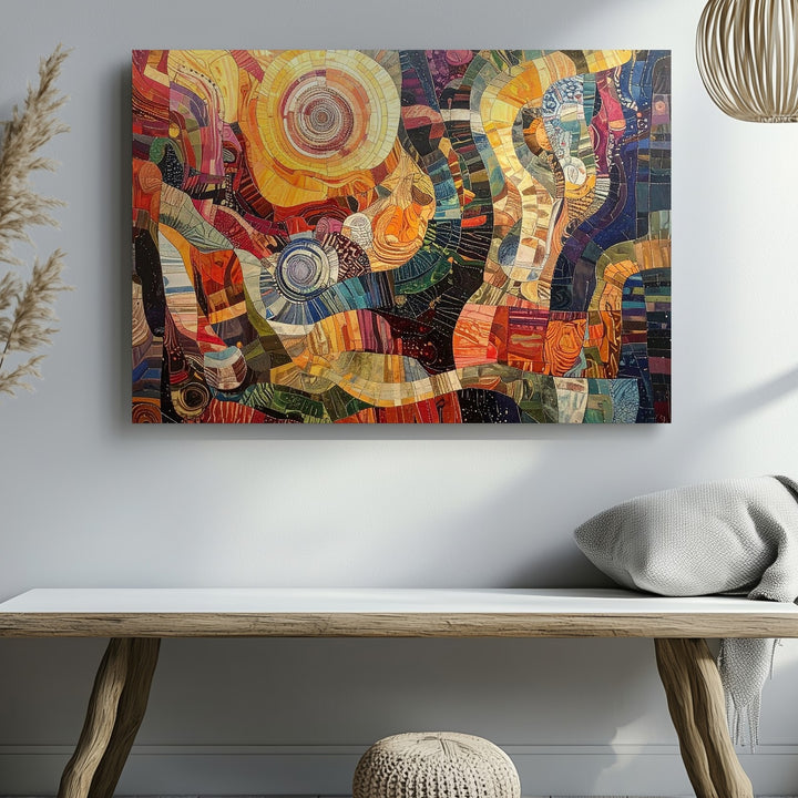 Vibrant Abstract Tapestry Canvas – Colorful Patterned Textile Wall Art - Gifitto
