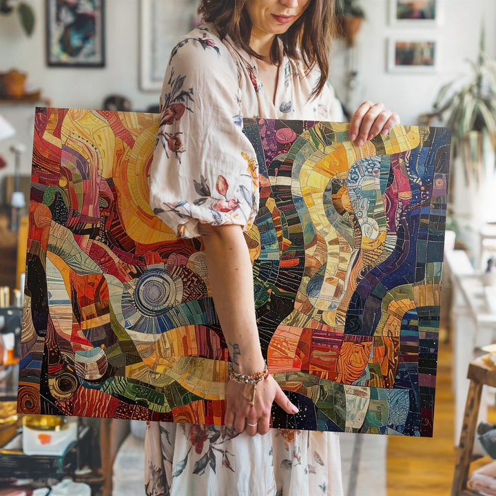 Vibrant Abstract Tapestry Canvas – Colorful Patterned Textile Wall Art - Gifitto