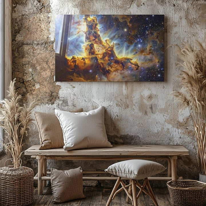 Pillars of Creation Canvas – Celestial Starbirth Seen Through Observatory Window - Gifitto