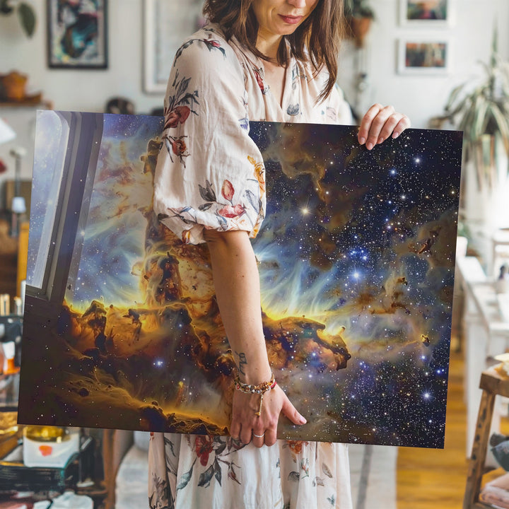 Pillars of Creation Canvas – Celestial Starbirth Seen Through Observatory Window - Gifitto