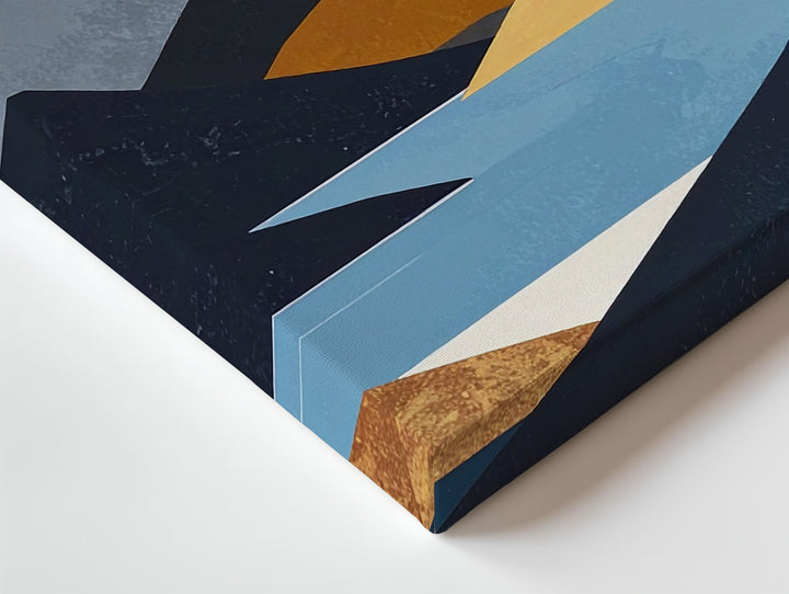 Tranquil Sunrise Canvas – Minimalist Geometric Landscape with Black Mountains and Orange Sun - Gifitto