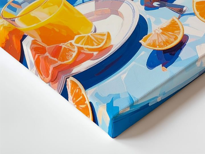 Sunlit Citrus Table Canvas – Vibrant Still Life with Oranges & Refreshing Drinks - Gifitto