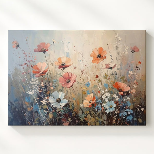 Dreamy Pastel Wildflower Meadow Canvas – Soft Impressionist Floral Art - Gifitto