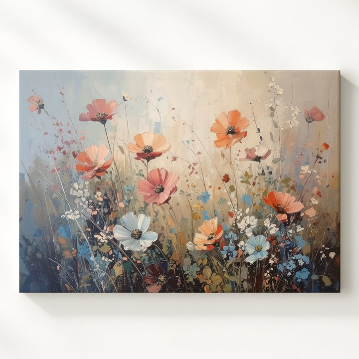 Dreamy Pastel Wildflower Meadow Canvas – Soft Impressionist Floral Art - Gifitto