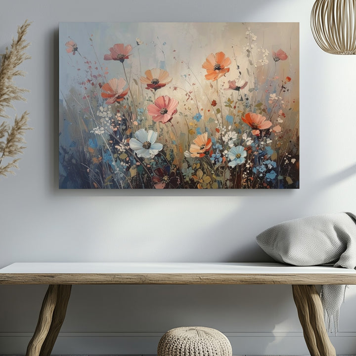 Dreamy Pastel Wildflower Meadow Canvas – Soft Impressionist Floral Art - Gifitto