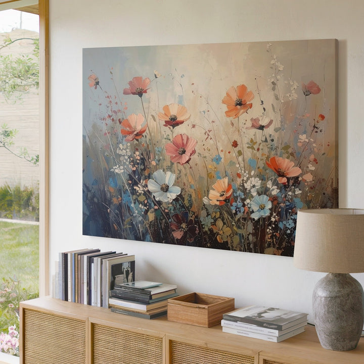 Dreamy Pastel Wildflower Meadow Canvas – Soft Impressionist Floral Art - Gifitto