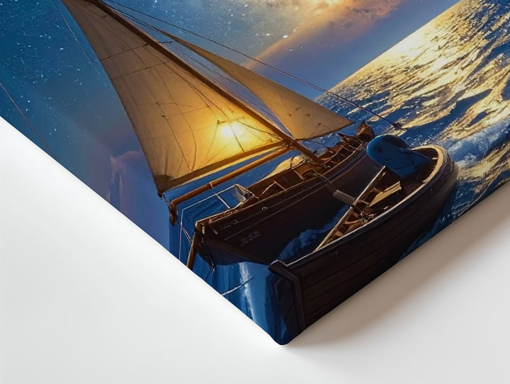 Moonlit Voyage Canvas – Tranquil Sailboat Under Milky Way Night Sky - Gifitto